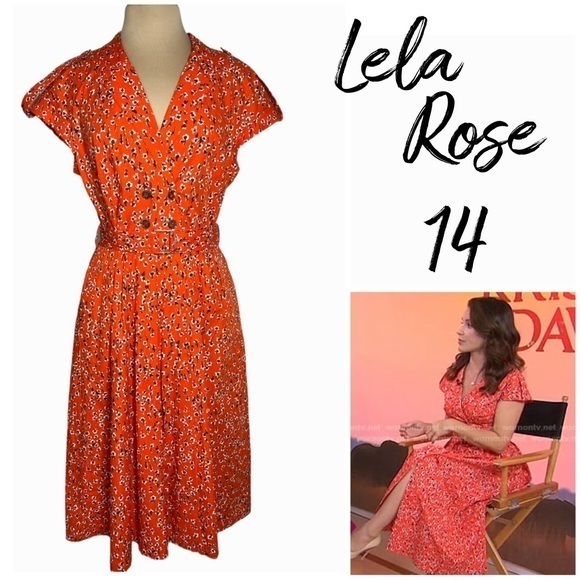 Lela Rose Dresses & Skirts - Lela Rose size 14 Vermillion double breasted floral shirt dress sex in the city